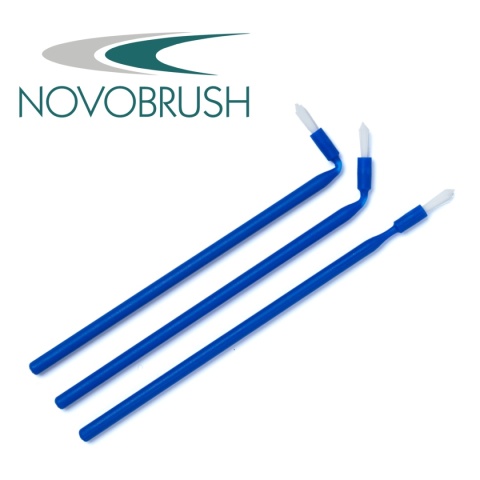NOVOBRUSH Aplikatory zginalne, niebieskie, 103mm, medium, ostry czubek 100 szt.